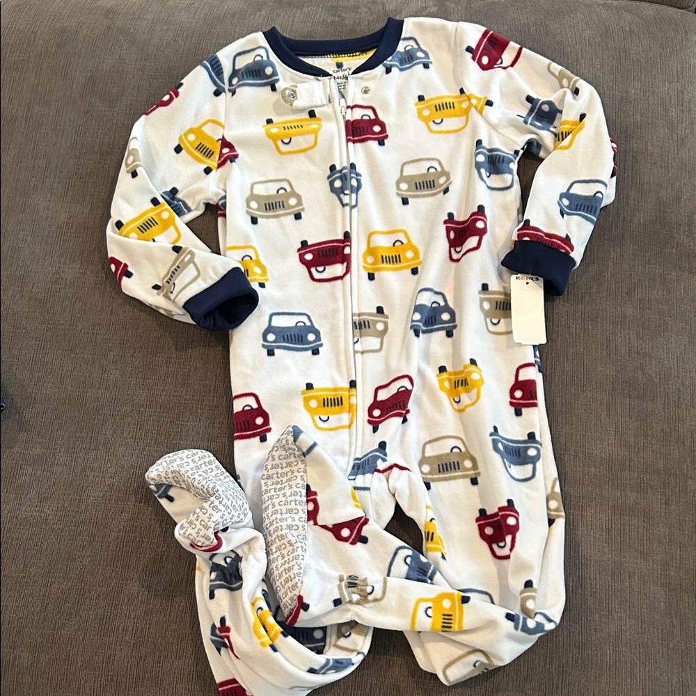 Carters Fleece Footie Pajama Cars 4T NWT